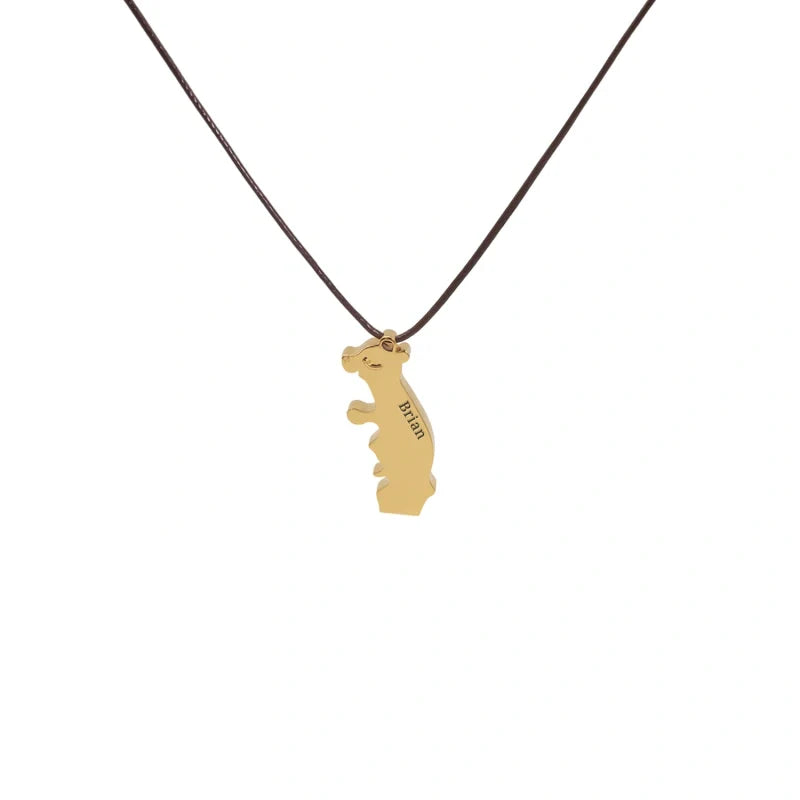 Personalized Bear Family Necklace - 18K Gold Plated Custom Name Pendants