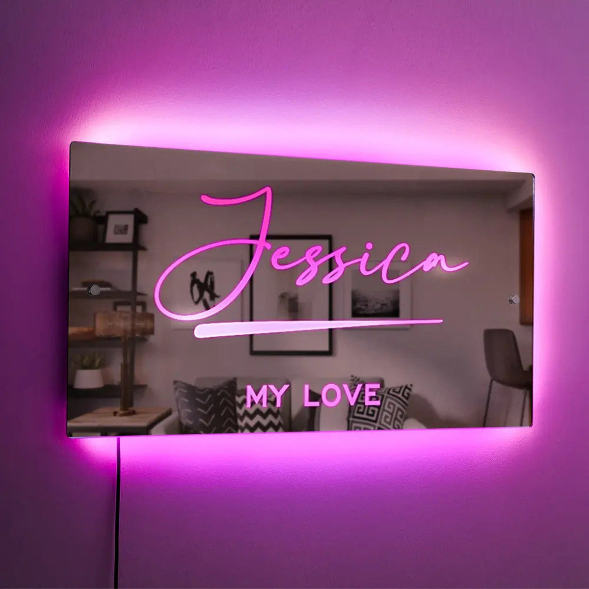Personalised Name Mirror Light Sign