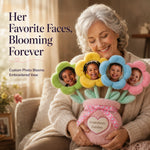 Personalized Plush Photo Flower Bouquet – Custom Face Flowers in an Embroidered Vase
