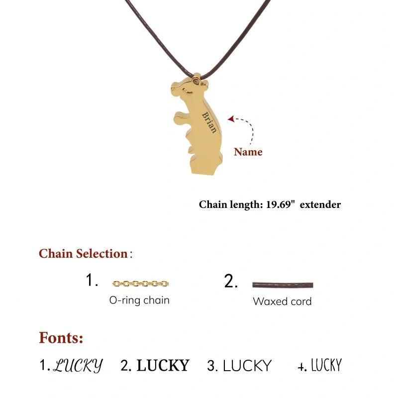 Personalized Bear Family Necklace - 18K Gold Plated Custom Name Pendants