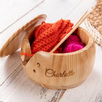 Personalized Engraved Wood Yarn Bowl - Ideal for Knitting & Crochet. Perfect Birthday/Mother's Day Gift for Mom, Grandma or Knitting Enthusiasts