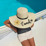 Personalized name birth flower soft brim sun hat