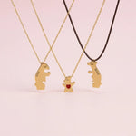 Personalized Bear Family Necklace - 18K Gold Plated Custom Name Pendants
