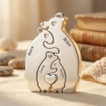 Personalized Bear Family Necklace - 18K Gold Plated Custom Name Pendants