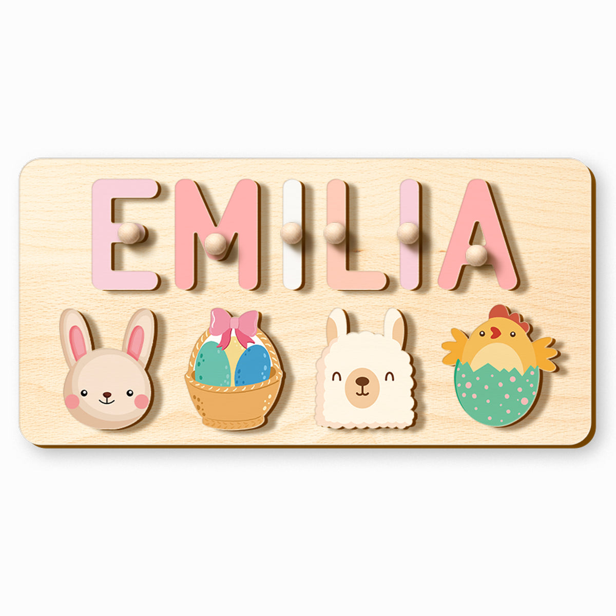 Customizedbee Personalized Name Puzzle,2 line,Wooden Puzzles for Toddlers 1-3, Easter Gifts for Toddlers
