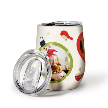 Christmas family photo Wine Tumbler