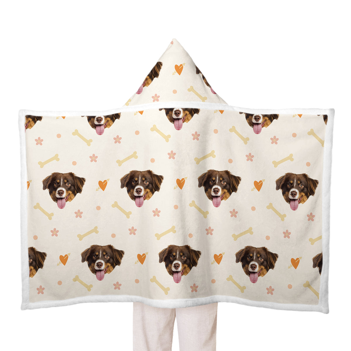 Custom Lovely Pet Photo Valentine Style Hooded Blanket
