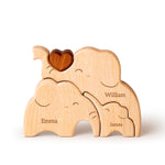 Elephant Family Puzzle, Personalized Wooden Puzzles with 2-5 Family Members Names, Unique Family Decor Wood Sculpture Gifts for Mom Grandma