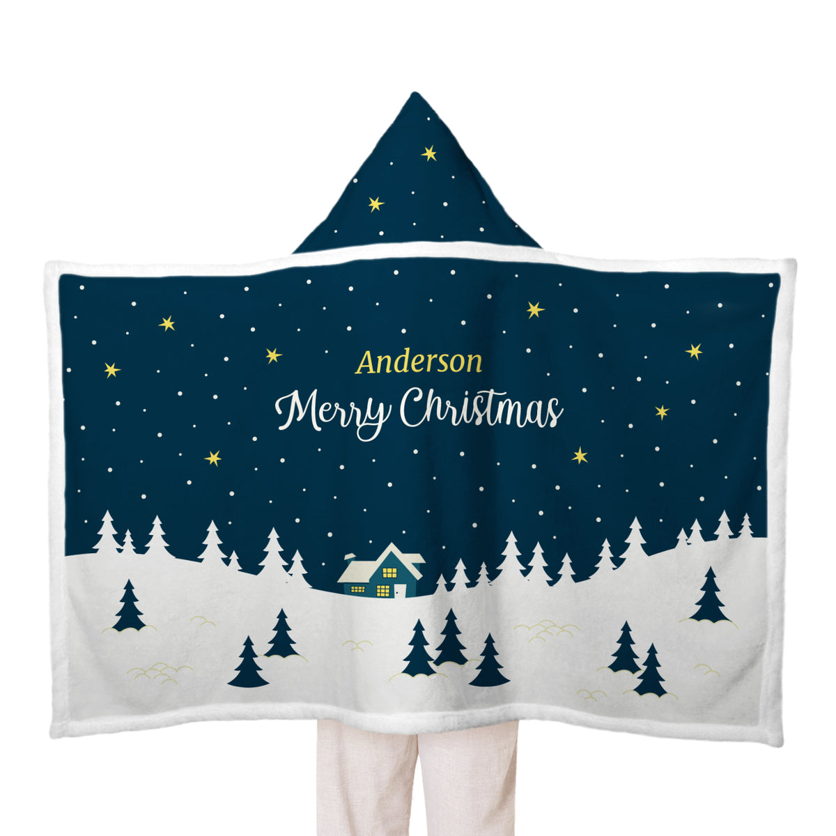 Christmas Jungle Snow Night Custom Name Blanket Hoodies