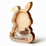 Bunny Piggy Bank for Kids, Personalized Wooden Money Box, Money Holder Encourages Early Saving