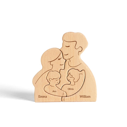 Wooden Family Puzzle, Personalized Puzzles with 2–5 Names, Birthday Anniversary Wedding Gifts for Women Men, Customized Home Decor Housewarming Gifts for Parents Couple Friends