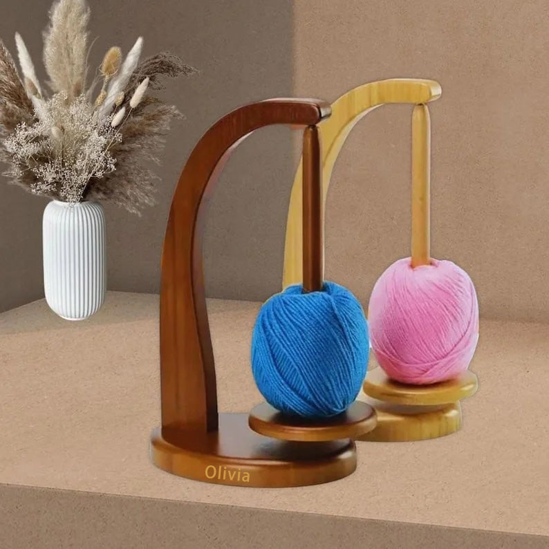 Magnetic Wooden Rotating Yarn Holder - Ideal for Knitting & Crochet. Stable Organizer, Perfect Gift for Mom, Knitters & Crocheters