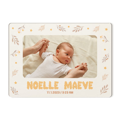 Baby's Name Birthdate Soft Botanicals Birth Announcement