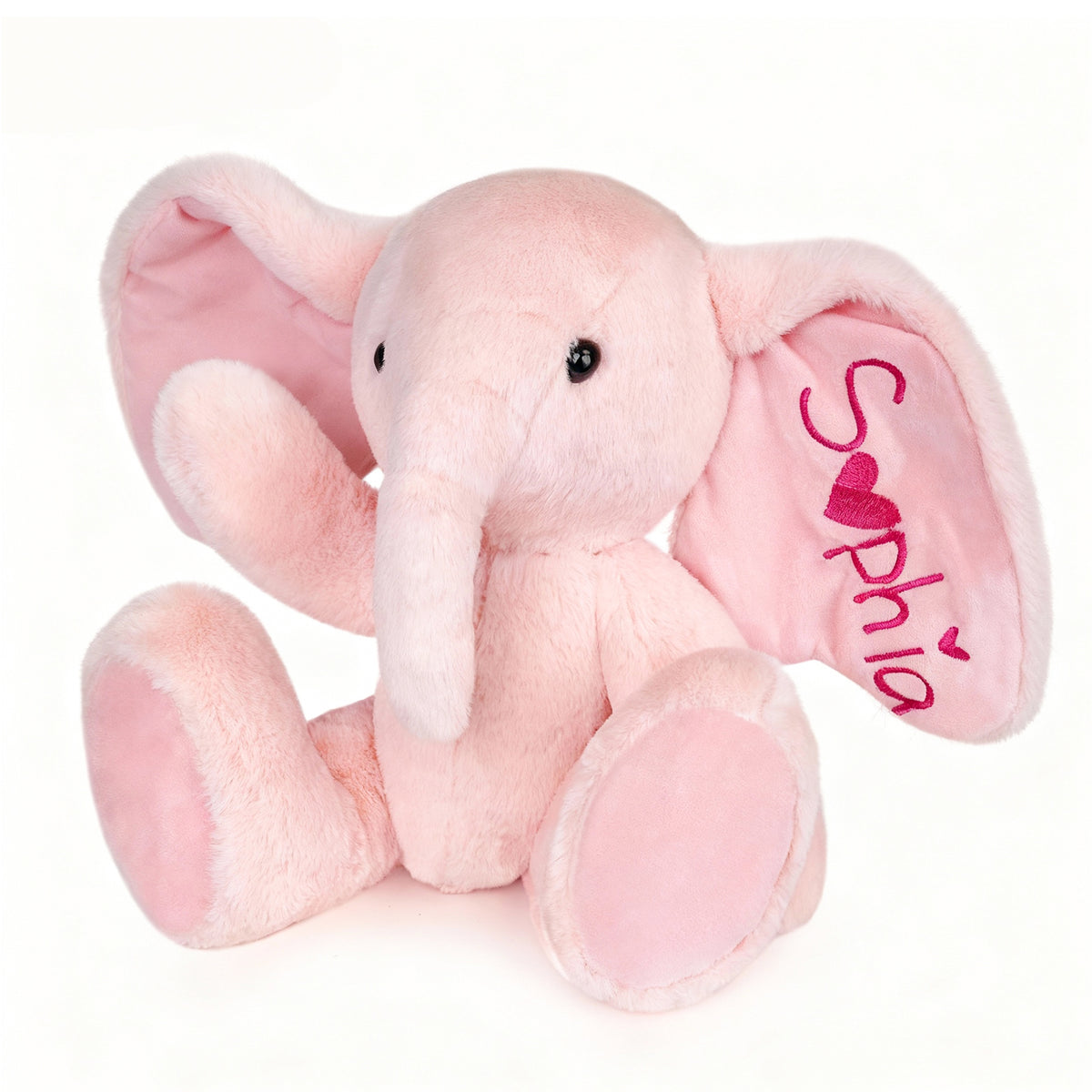 Personalized Elephant Stuffed Animal with Name & Date - Grey/Pink Elephant Toy