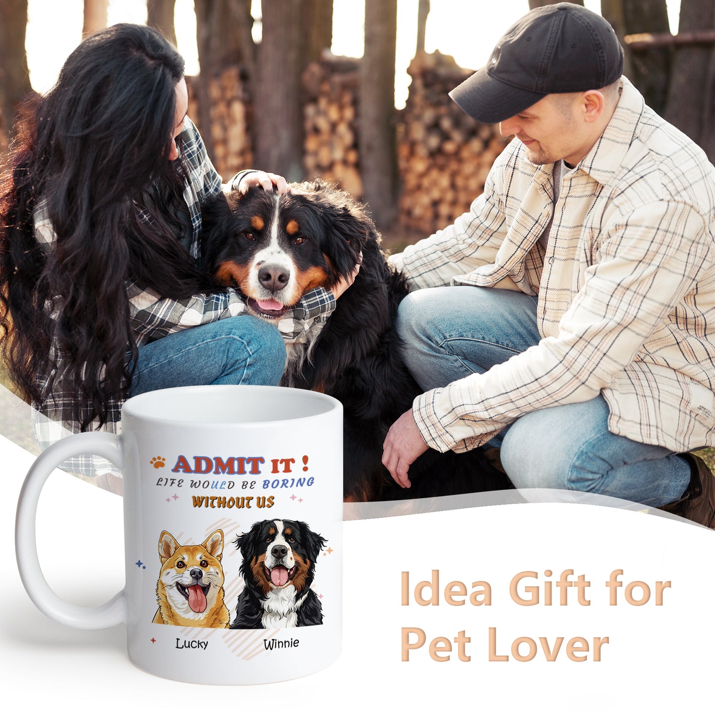 Customizedbee Ceramic Coffee Mug with Customized Pet Pattern and Name