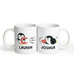 Customizedbee Romantic Couple Series Cute Penguin Mug Set of 2 - Unique Valentine Mug with Custom Name Photo