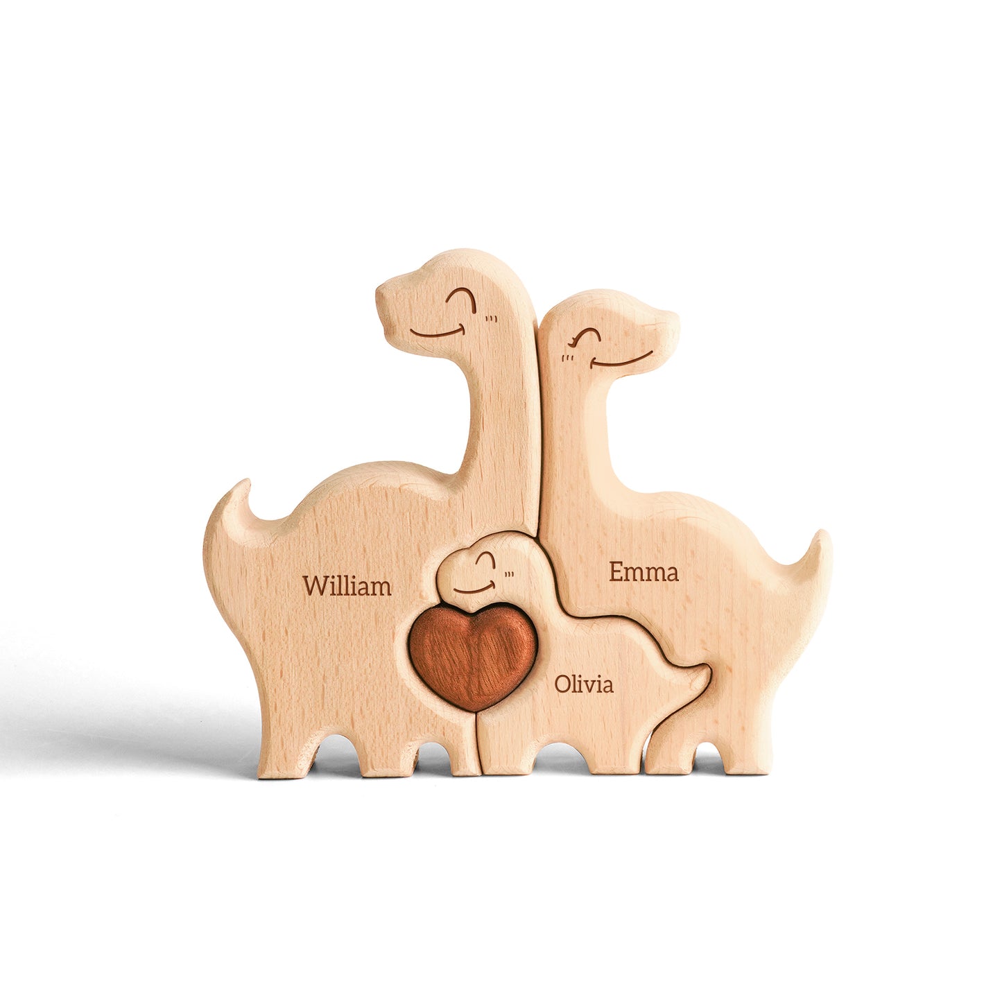 Wooden Dinosaur Family Puzzle, Personalized Puzzles with 2-5 Names, Birthday Anniversary Wedding Gifts for Women Men, Customized Home Decor Housewarming Gifts for Parents Couple Friends