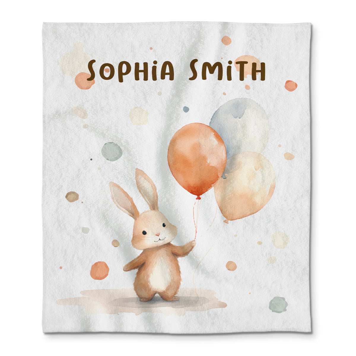 Personalized Rabbit Bunny Balloon Custom Baby Name Blankets