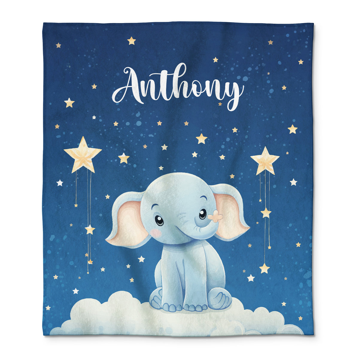 Personalized Cute Baby Elephant Custom Name Blankets