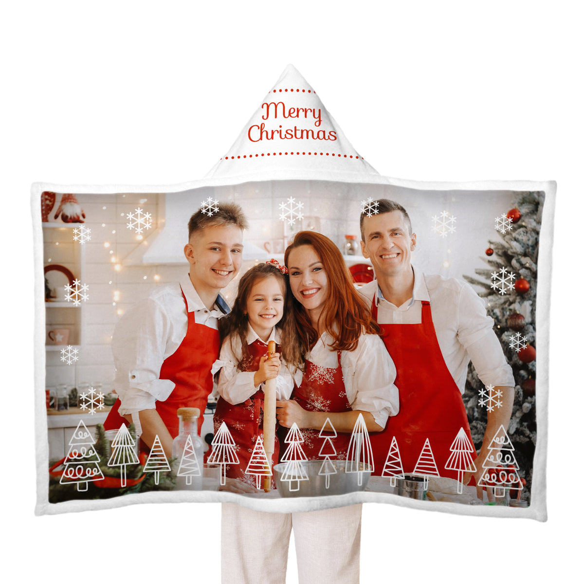Custom Name Christmas Blanket Hooded of Family Love