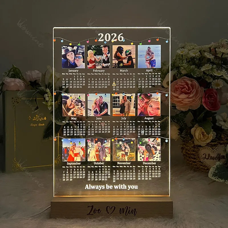 Valentine’s Gift: Personalized 2026 Photo Calendar LED Light Box
