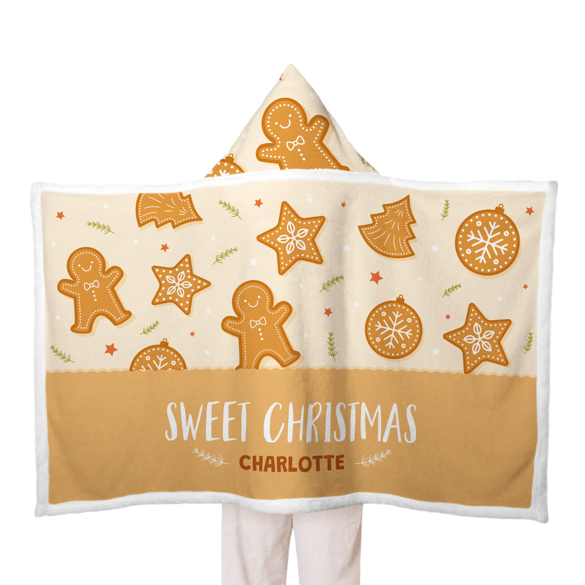 Custom Name Christmas Sweet Cookie Style Hooded Blanket