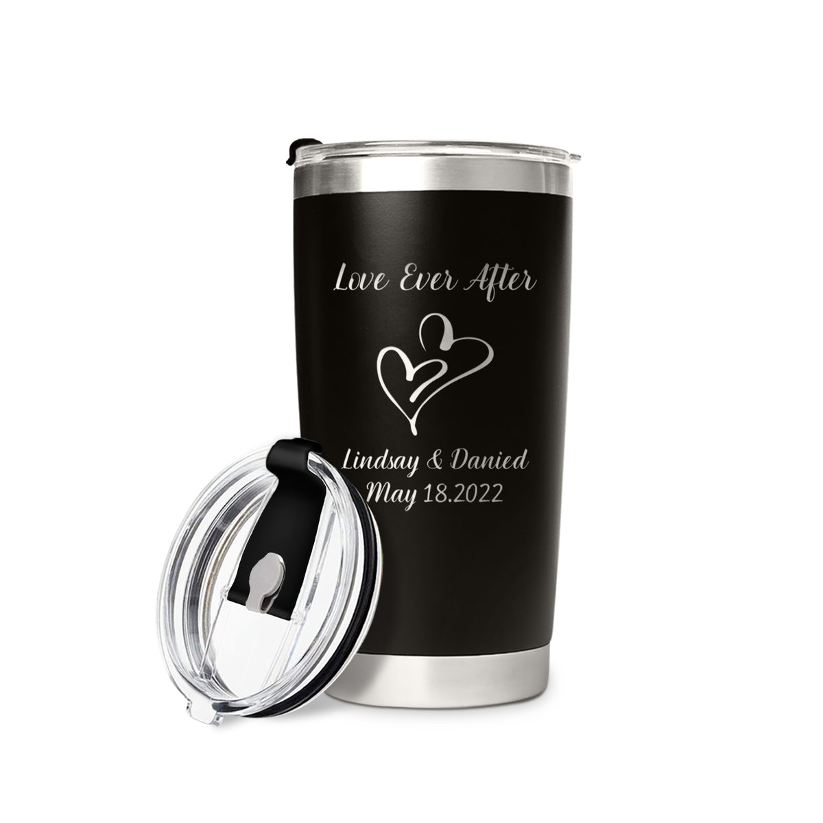 Love Ever After Engraving Personalized Coffee Tumbler With couple names