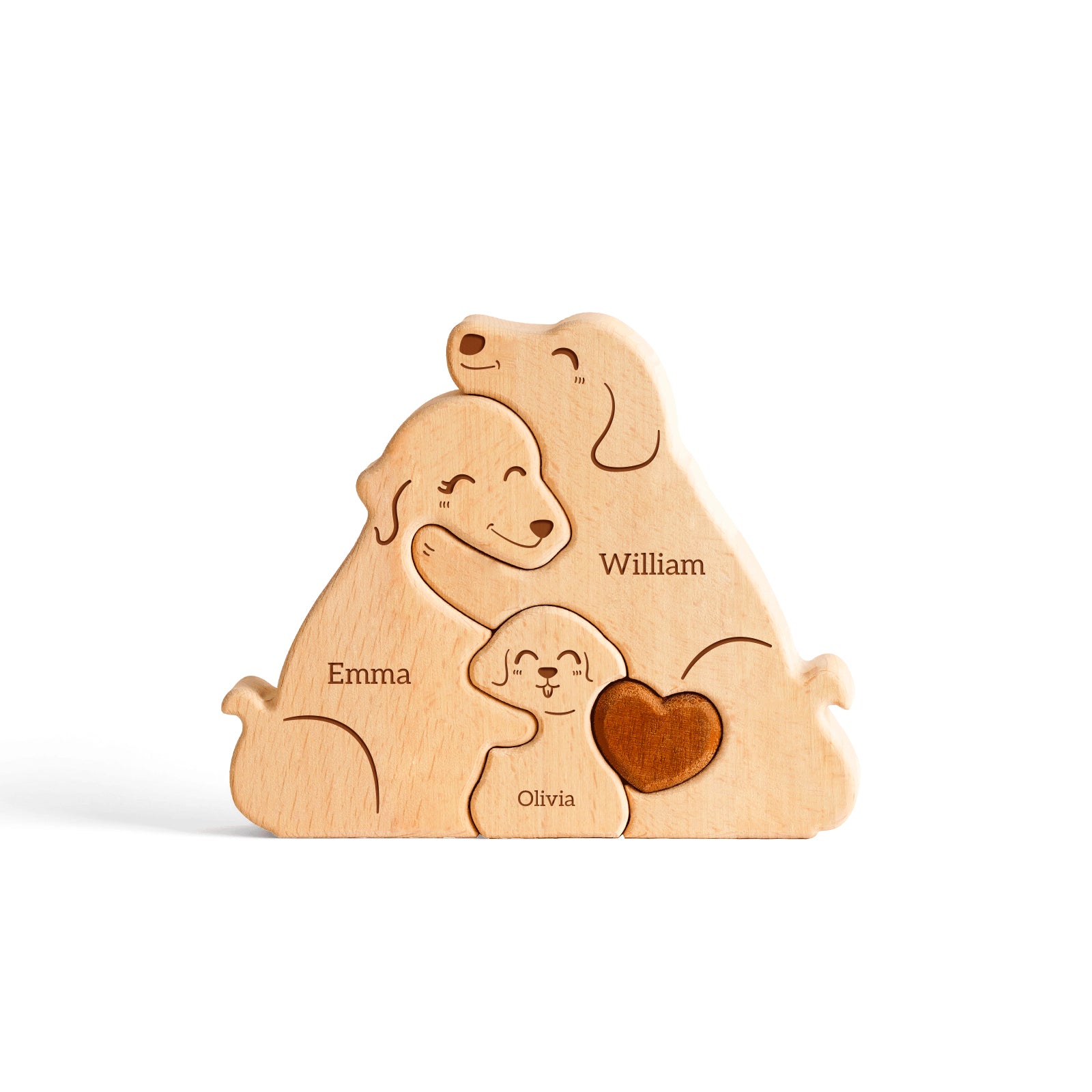 Family Dog Puzzle, Personalized Wooden Puzzles with 2-5 Family Members Names, Perfect Birthday Anniversary Wedding Gifts for Women Men