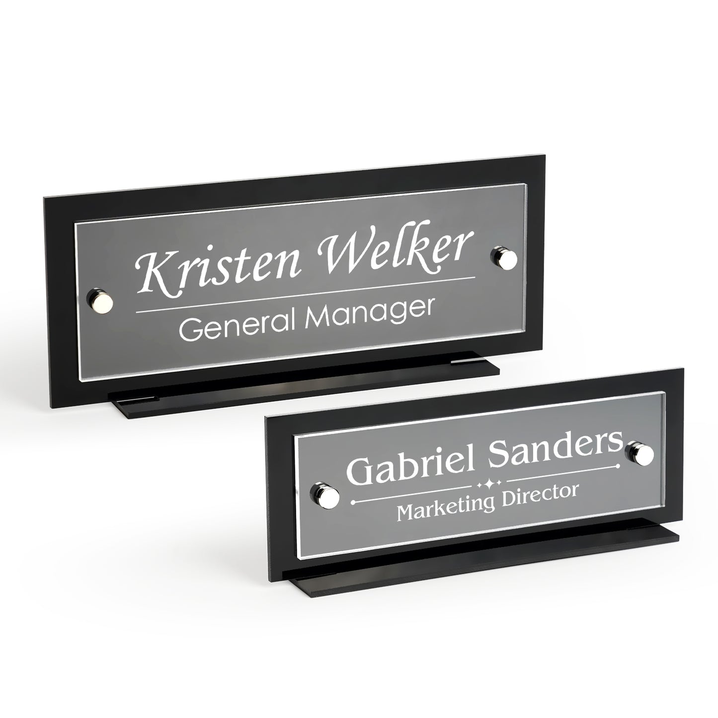 Personalized Acrylic Desk Name Plate, Custom Office Decor for Employee Appreciation, Elegant Professional Boss Gifts for Women Men with 10 Styles 2 Sizes 15+ Custom Fonts