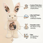 Custom Photo Bunny Plush – Personalized Hidden Ear Picture Bunny Gift for Couples Anniversary