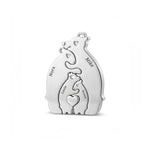 Personalized Bear Family Necklace - 18K Gold Plated Custom Name Pendants