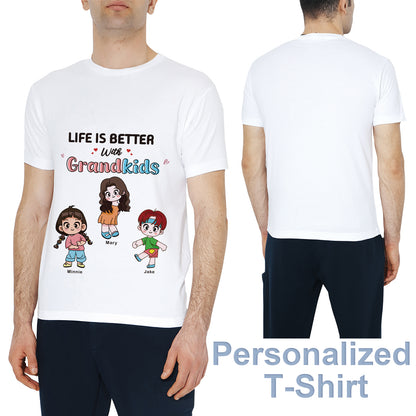 Personalized Baby Dinasour T-shirt with "LIFE IS BETTER With Grandkids"