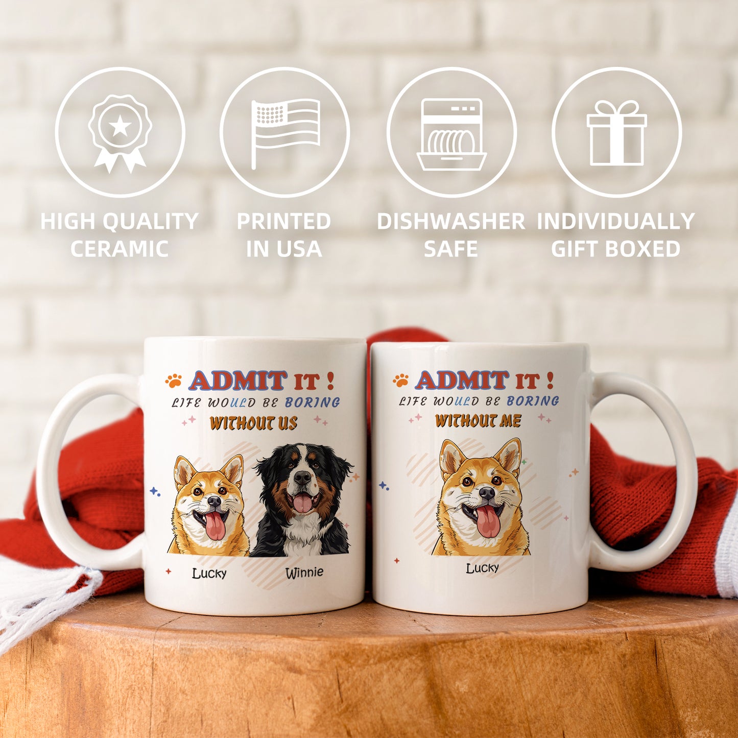 Customizedbee Ceramic Coffee Mug with Customized Pet Pattern and Name