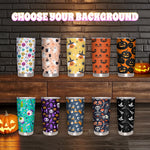 Halloween Tumbler Ghost Skull Pumpkin Stainless Steel Travel Tumbler Spooky Coffee Mug Cup for Women Birthday Horror Gift Personalized 20oz Tumbler Cup with Picture Text Name