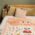 Christmas Design Gift for Kids Fleece Personalized Name Blanket
