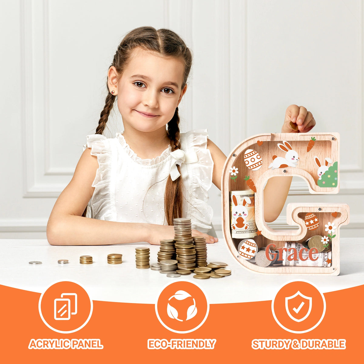 Personalized Easter Bunny Piggy Bank