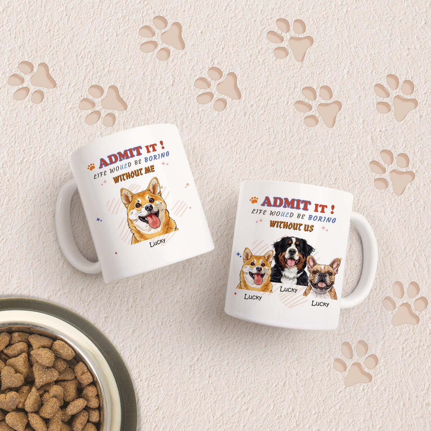 Customizedbee Ceramic Coffee Mug with Customized Pet Pattern and Name