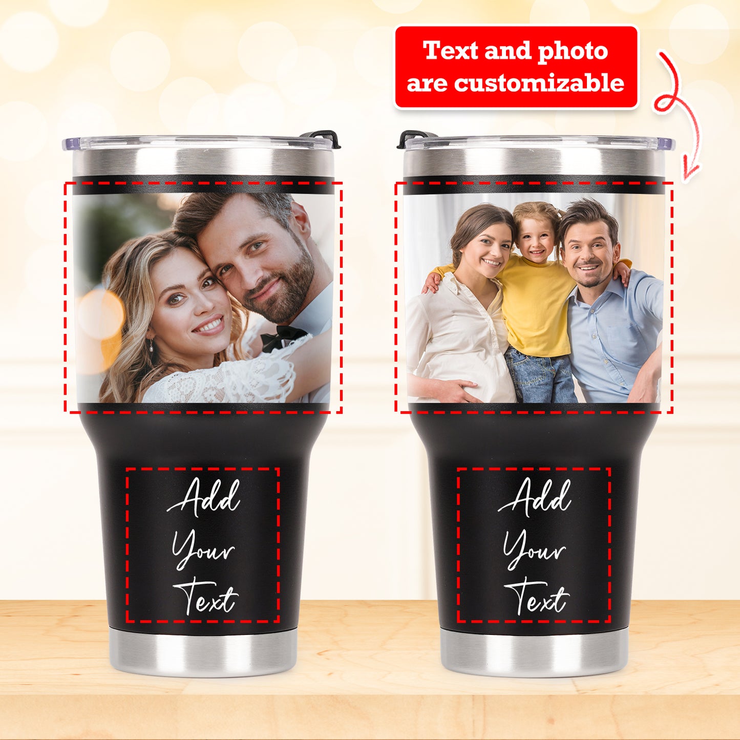 Personalized Coffee Tumbler, Custom Mugs with Pictures Text Name Logo, 30oz Stainless Steel Custom Mug Cup, Anniversary Wedding Teacher Graduation Birthday Gifts for Women Men Kid