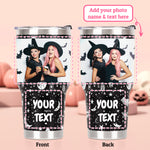 Halloween Tumbler Ghost Skull Pumpkin Stainless Steel Travel Tumbler Spooky Coffee Cup Mug for Women Birthday Horror Gift Personalized 30oz Tumbler Cup with Picture Text Name