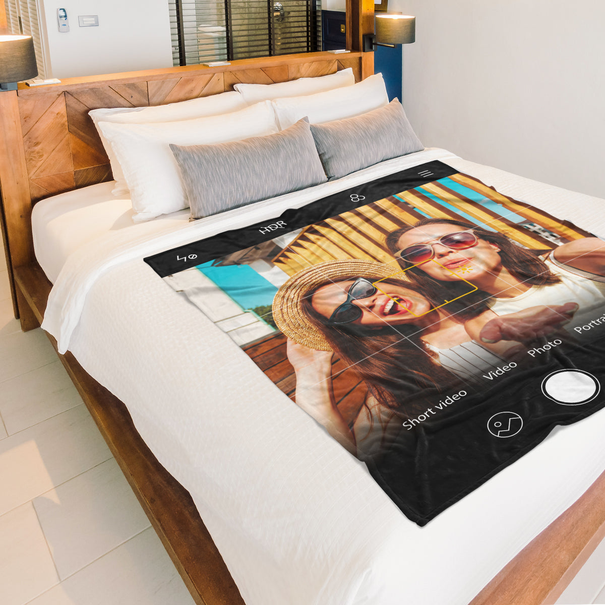 Personalized Camera Style Picture Collage Customized Blankets
