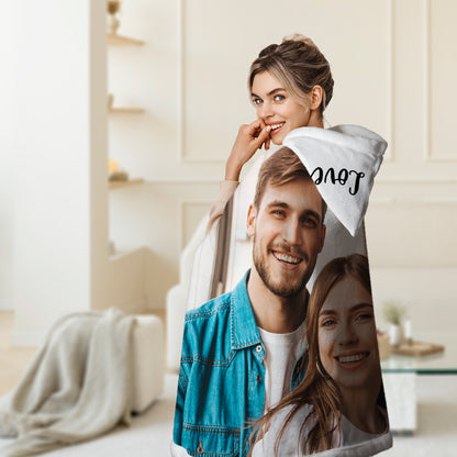 Custom Couple Name & Photo Style Hooded Blanket