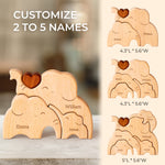 Elephant Family Puzzle, Personalized Wooden Puzzles with 2-5 Family Members Names, Unique Family Decor Wood Sculpture Gifts for Mom Grandma