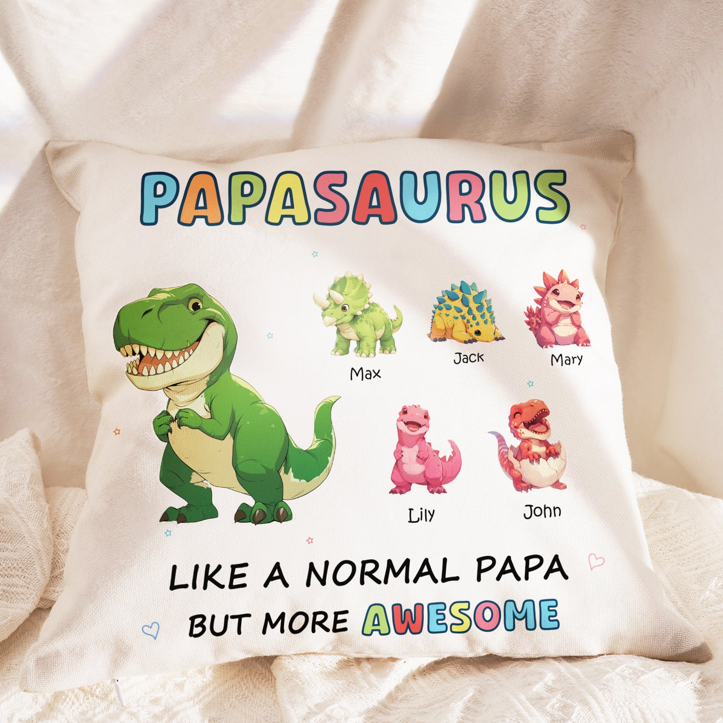 Customized Pillow With Dinasour Pattern and Name