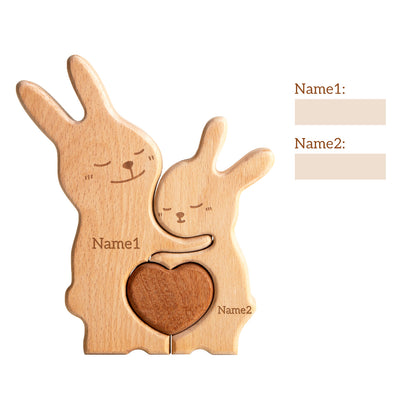 Bunny Family Puzzle, Personalized Wooden Puzzle for Adults and Kids with 2-5 Names