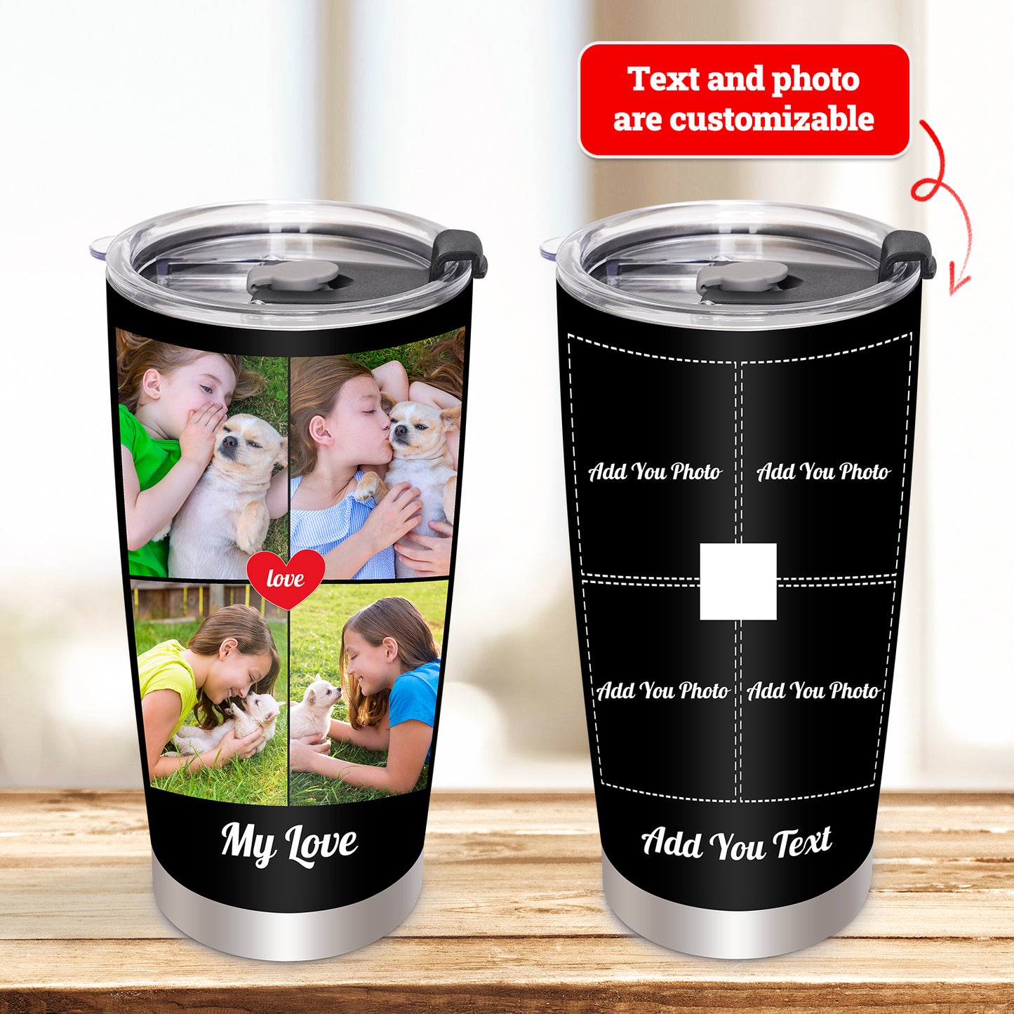 Personalized Tumbler with Pictures Text Name, Custom Stainless Steel Tumblers 20oz, Personalized Coffee Tumbler Travel Mug, Personalized Gifts for Anniversary Birthday Graduation