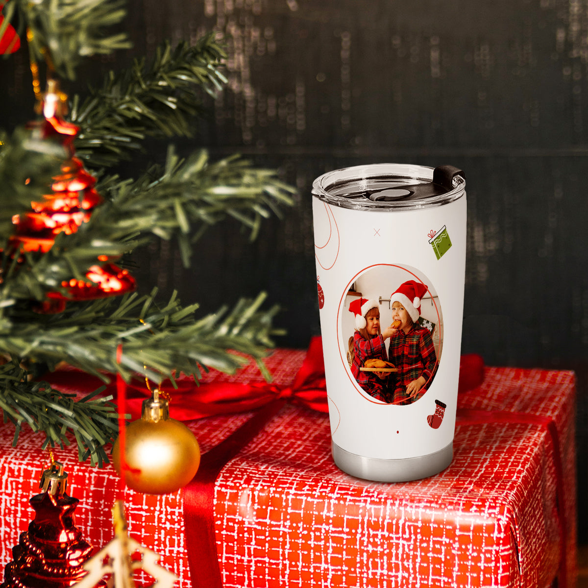 Xmas Customize photo With Lid Travel Coffee Cup