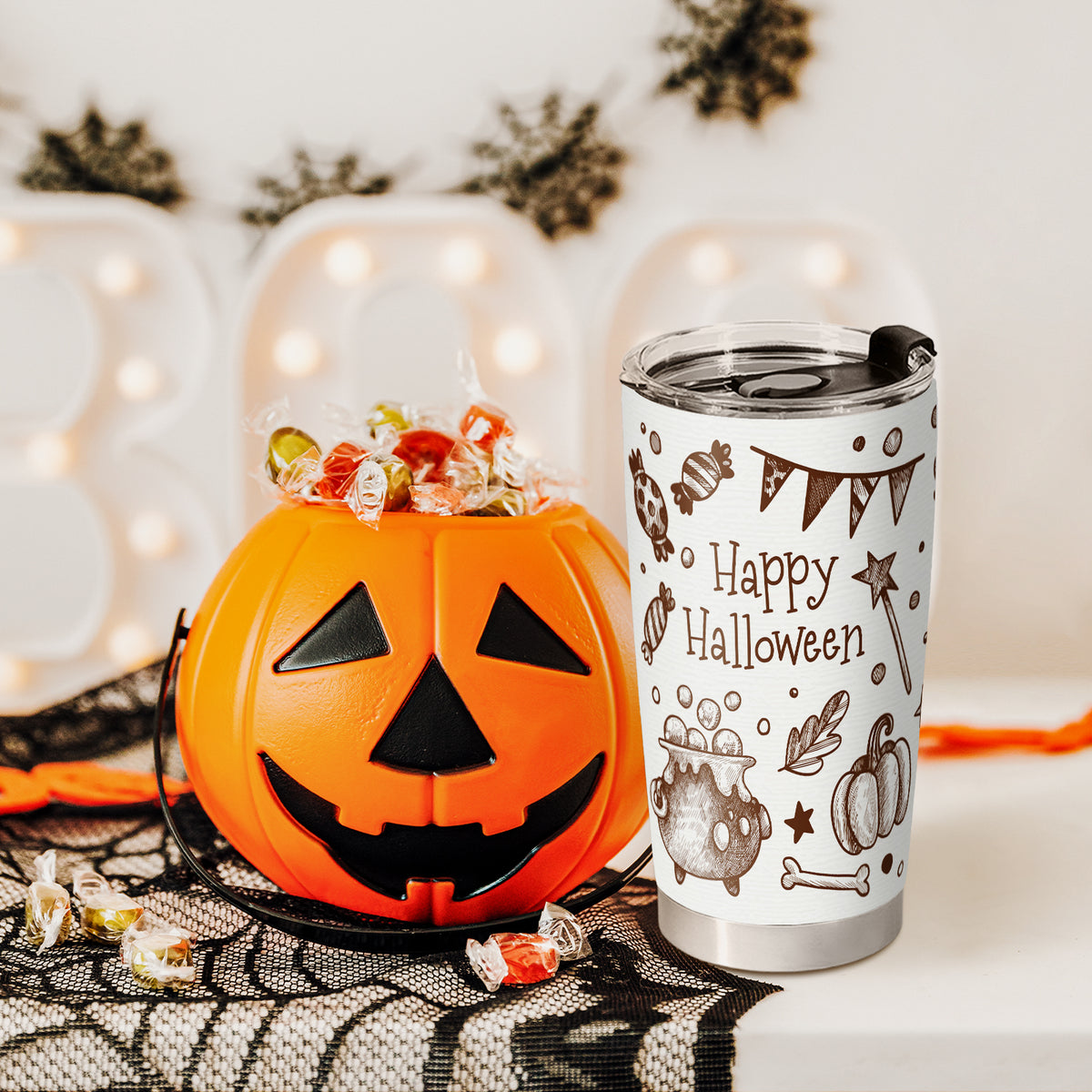 Happy Halloween Customized Name Personalized Stainless Steel Tumbler