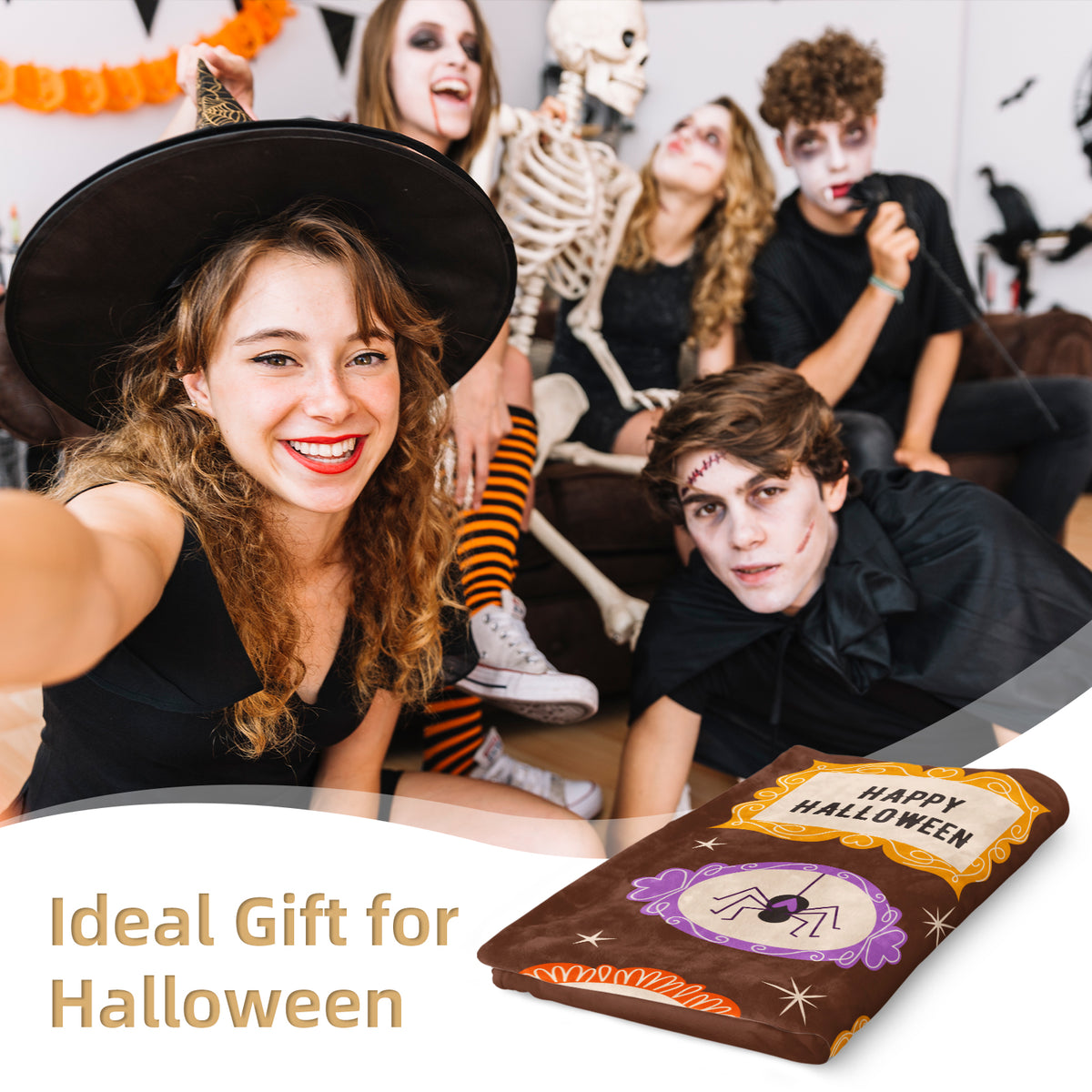 Haunted Halloween Candy Party Custom Name Blanket