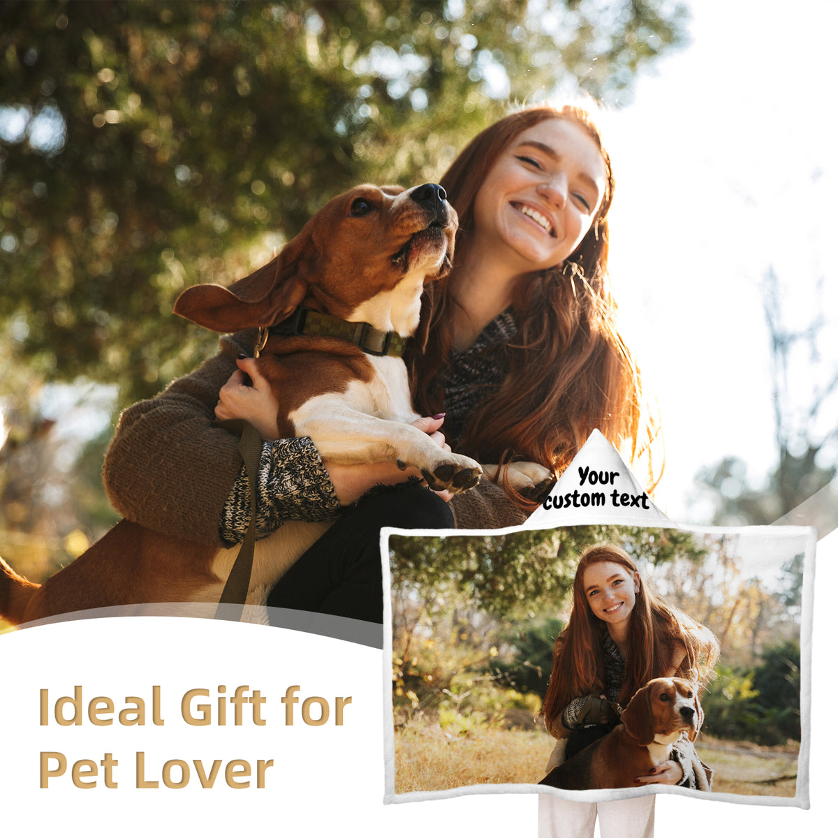 Custom Pet Lover Name & Photo Style Hooded Blanket
