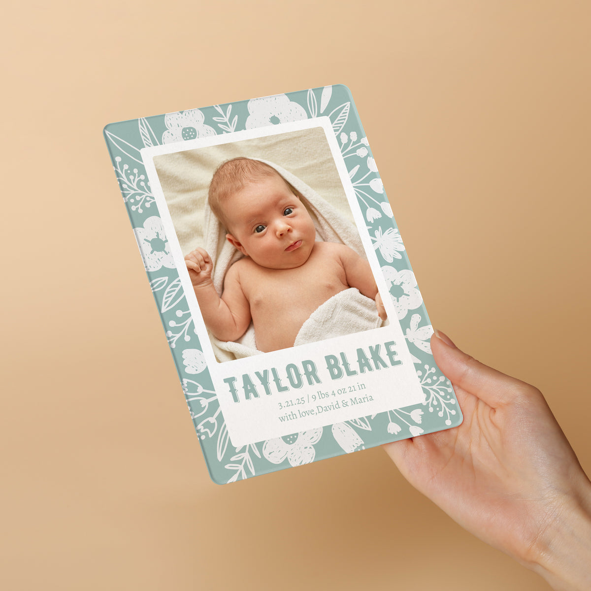 Floral Blooming Miracle Custom Newborn Announcement